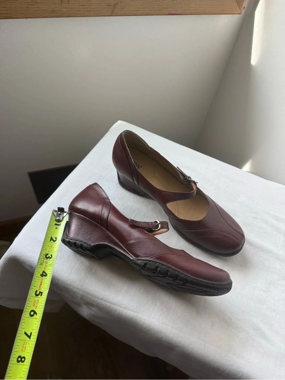 GNW Burgundy Leather Mary Jane Wedges – Size 9.5